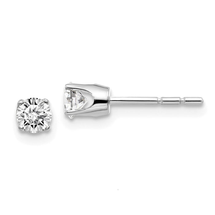 Million Charms 14k White Gold .40ct I2 K-L Diamond Stud Push-on Post Earrings, 3.8mm x 3.8mm