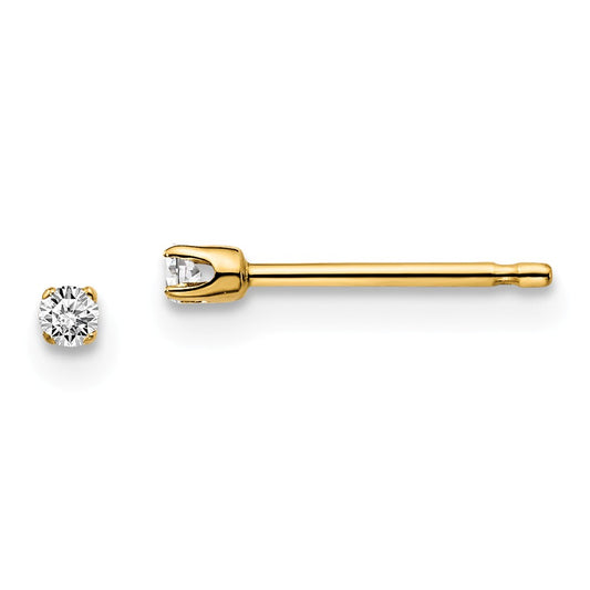 Million Charms 14k Yellow Gold .05ct. I2 K-L Diamond Stud Push-on Post Earrings, 1.7mm x 1.7mm