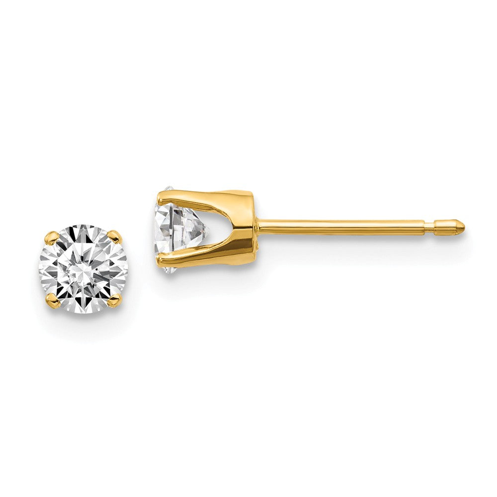 Million Charms 14k Yellow Gold .50ct. I2 K-L Diamond Stud Push-on Post Earrings, 4.1mm x 4.1mm