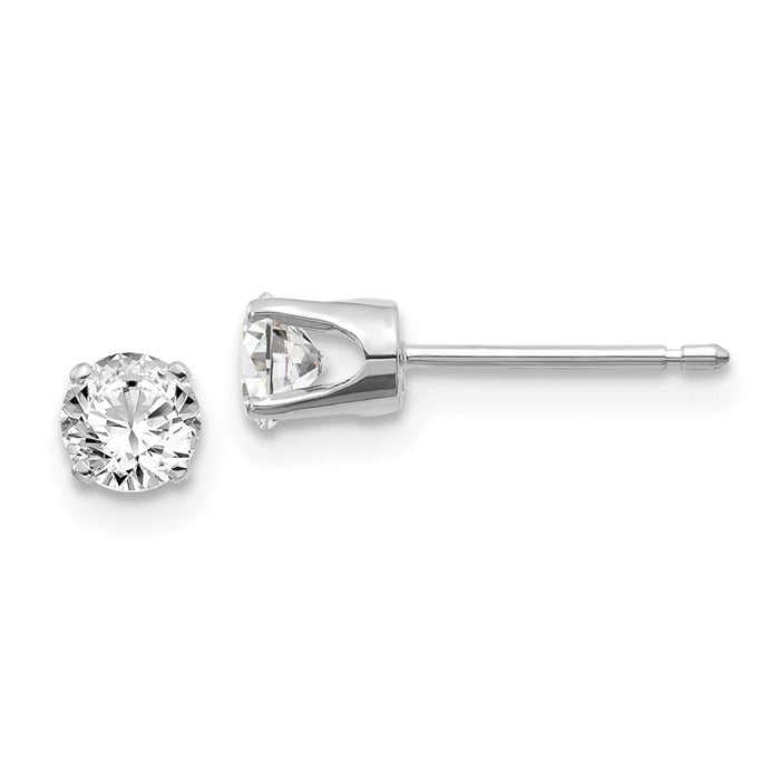 Million Charms 14k White Gold .50ct I2 K-L Diamond Stud Push-on Post Earrings, 4.1mm x 4.1mm