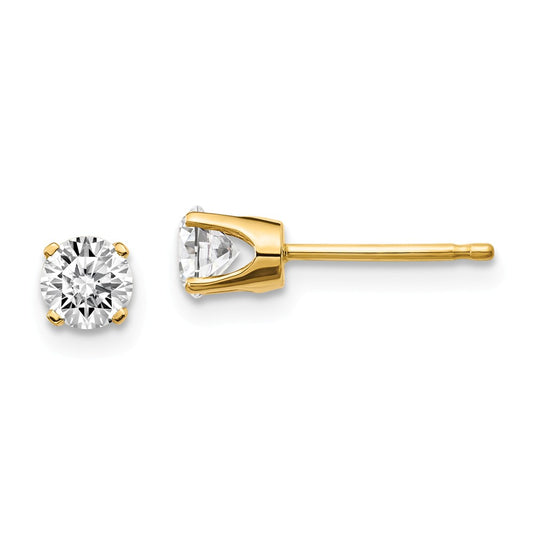 Million Charms 14k Yellow Gold .60ct. I2 K-L Diamond Stud Push-on Post Earrings, 4.3mm x 4.3mm