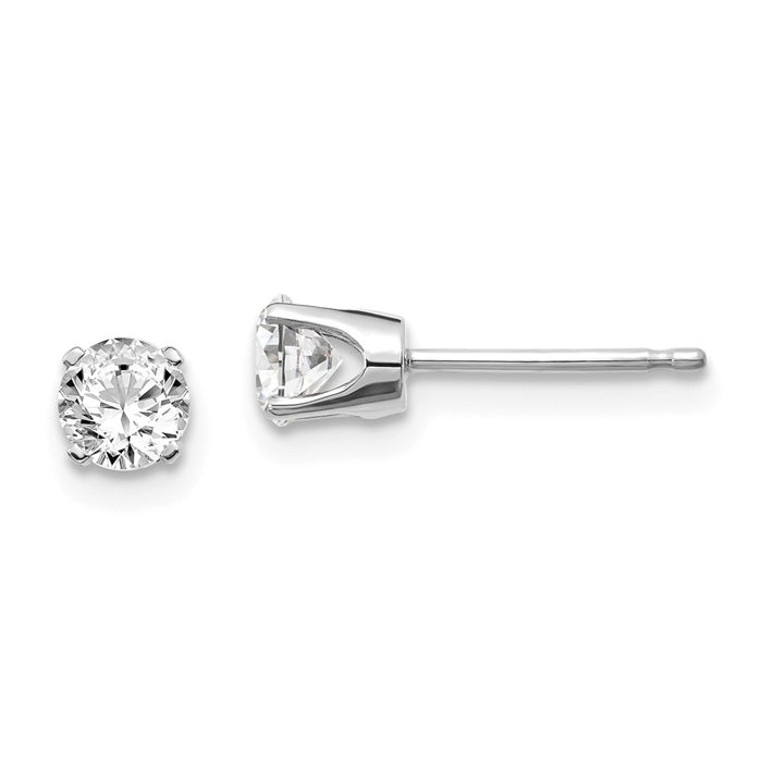 Million Charms 14k White Gold .60ct I2 K-L Diamond Stud Push-on Post Earrings, 4.3mm x 4.3mm