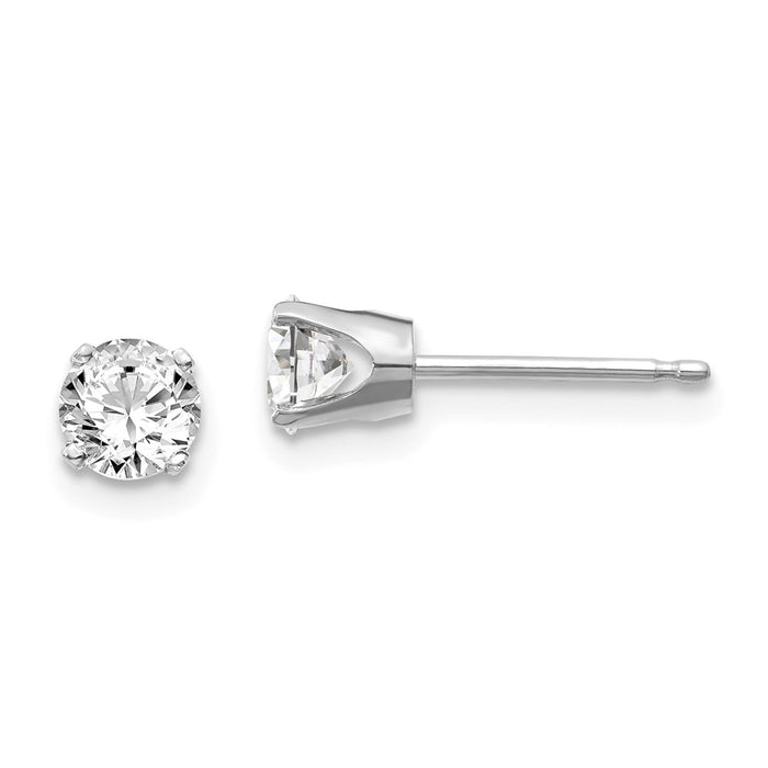 Million Charms 14k White Gold .70ct I2 K-L Diamond Stud Push-on Post Earrings, 4.4mm x 4.4mm