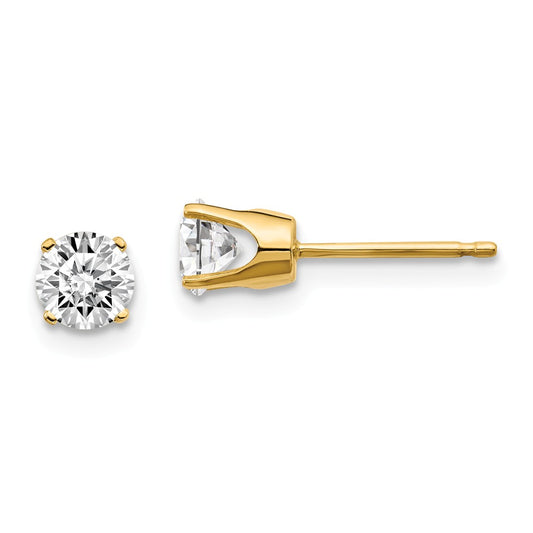 Million Charms 14k Yellow Gold .75ct. I2 K-L Diamond Stud Push-on Post Earrings, 4.5mm x 4.5mm