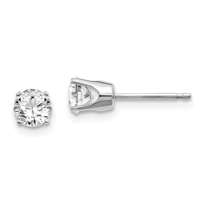 Million Charms 14k White Gold .75ct I2 K-L Diamond Stud Push-on Post Earrings, 4.5mm x 4.5mm