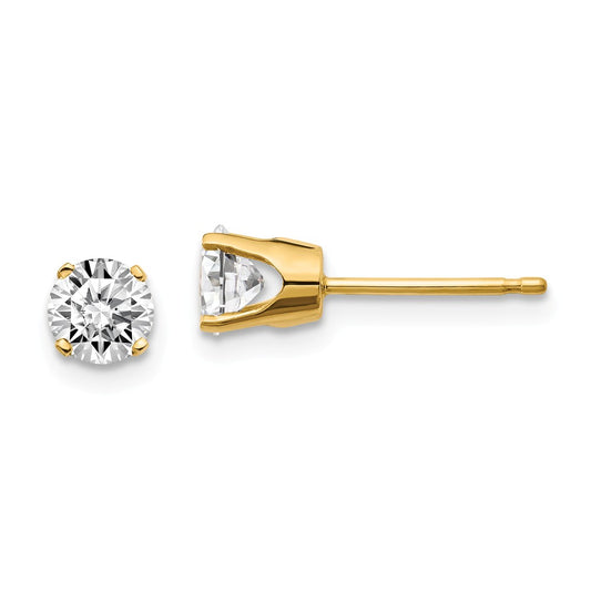 Million Charms 14k Yellow Gold .85ct. I2 K-L Diamond Stud Push-on Post Earrings, 4.6mm x 4.6mm