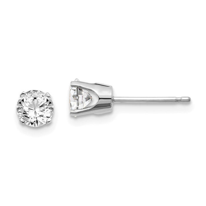 Million Charms 14k White Gold .85ct I2 K-L Diamond Stud Push-on Post Earrings, 4.6mm x 4.6mm