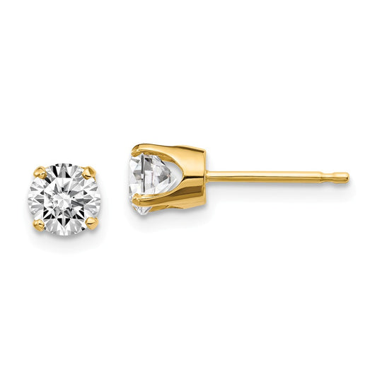 Million Charms 14k Yellow Gold .95ct. I2 K-L Diamond Stud Push-on Post Earrings, 4.8mm x 4.8mm