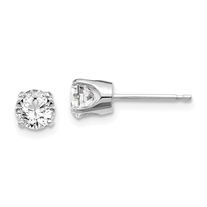 Million Charms 14k White Gold .95ct I2 K-L Diamond Stud Push-on Post Earrings, 4.8mm x 4.8mm