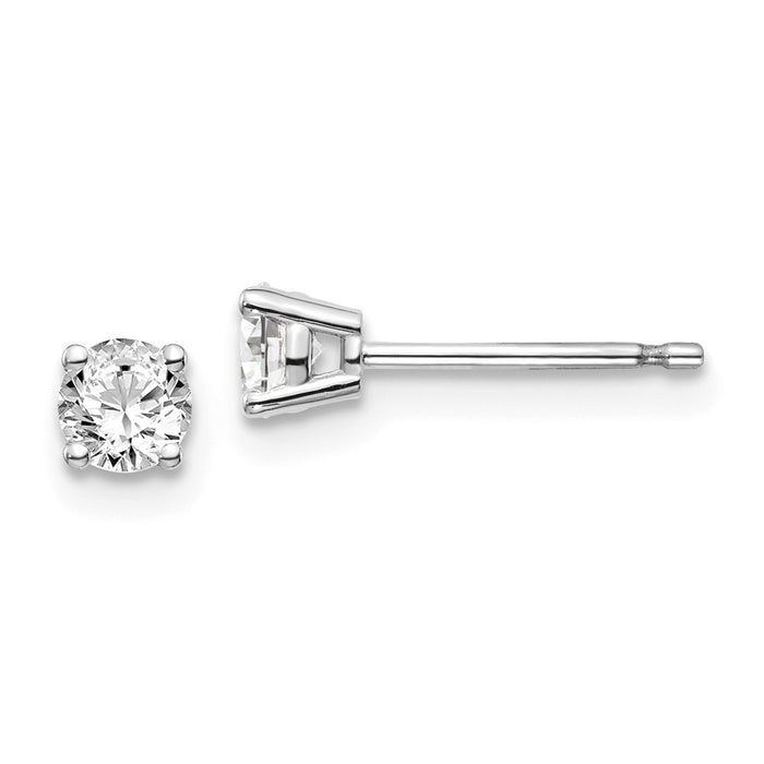 Million Charms 14k White Gold .40ct I1 J-K Diamond Stud Push-on Post Earrings, 3.8mm x 3.8mm