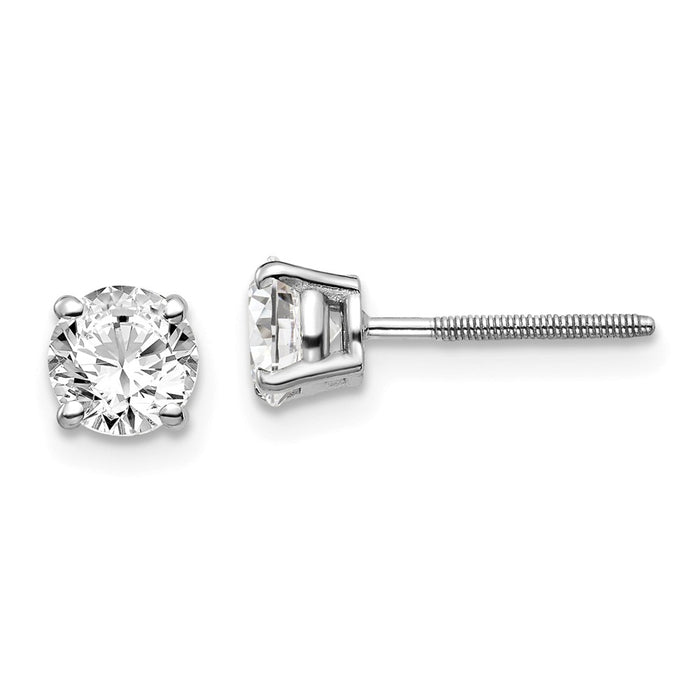 Million Charms 14k White Gold 1.00ct SI3 G-I Diamond Stud Thread on/off Post Earrings, 5mm x 5mm