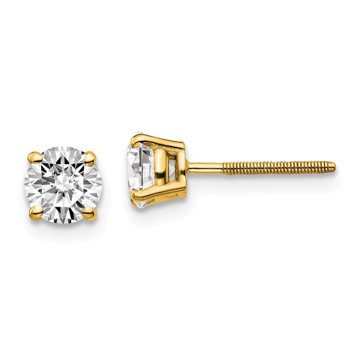 Million Charms 14k Yellow Gold 1.00ct. VS2/SI1 G-I Diamond Stud Thread on/off Post Earrings, 5mm x 5mm