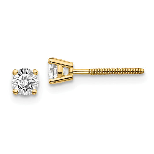 Million Charms 14k Yellow Gold .40ct. SI3 G-I Diamond Stud Thread on/off Post Earrings, 3.8mm x 3.8mm