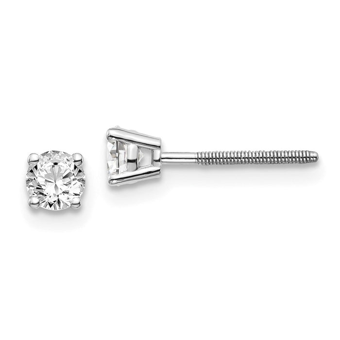 Million Charms 14k White Gold .40ct SI3 G-I Diamond Stud Thread on/off Post Earrings, 3.8mm x 3.8mm