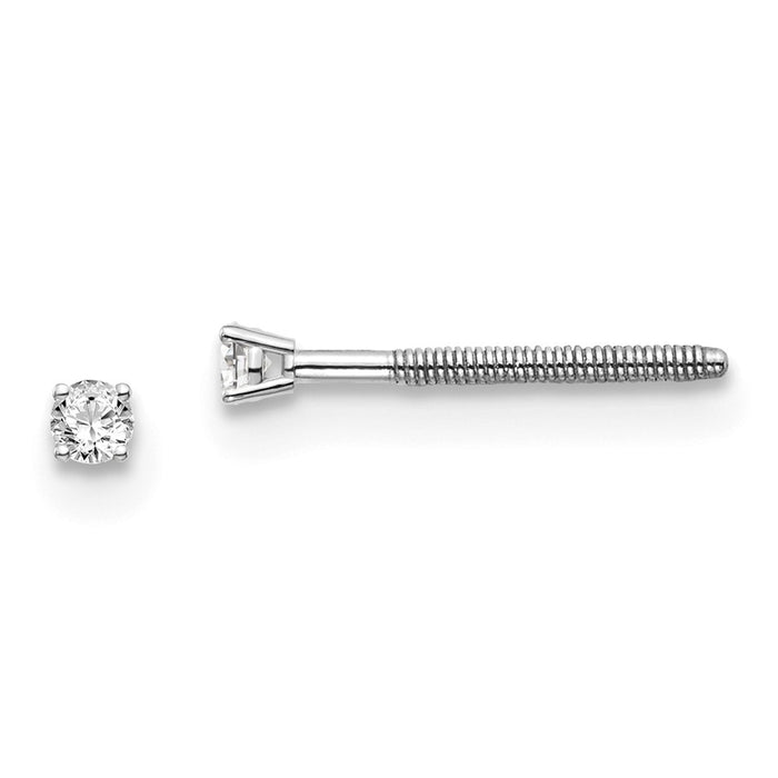 Million Charms 14k White Gold .05ct. SI3 G-I Diamond Stud Thread on/off Post Earrings, 4.1mm x 4.1mm