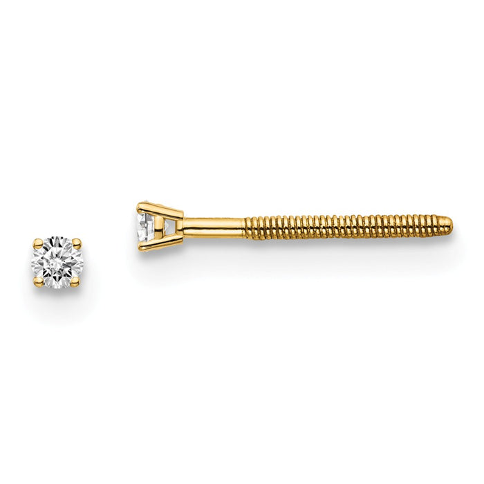 Million Charms 14k Yellow Gold .05ct. SI3 G-I Diamond Stud Thread on/off Post Earrings, 1.7mm x 1.7mm