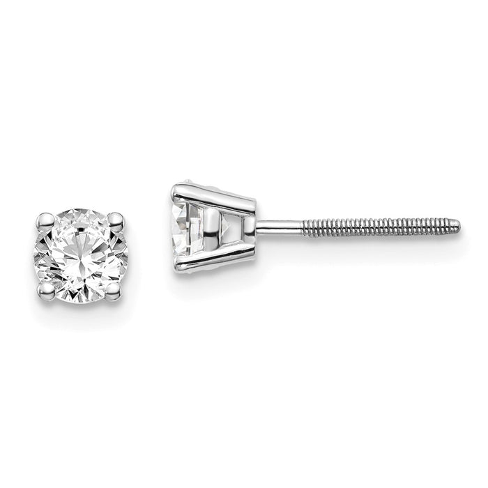 Million Charms 14k White Gold .70ct SI3 G-I Diamond Stud Thread on/off Post Earrings, 4.4mm x 4.4mm