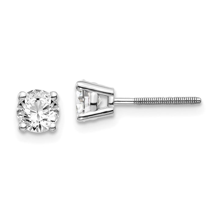 Million Charms 14k White Gold .75ct VS2/SI1 G-I Diamond Stud Thread on/off Post Earrings, 4.5mm x 4.5mm