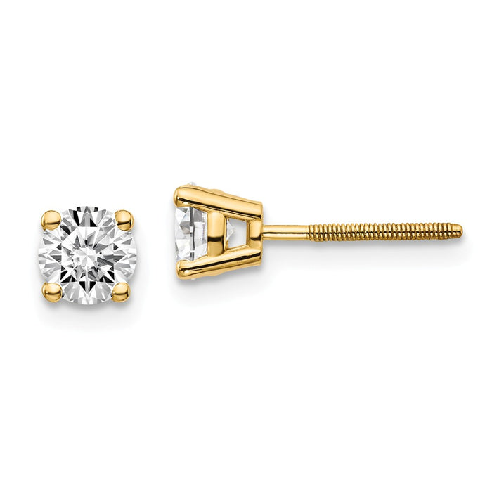 Million Charms 14k Yellow Gold .75ct. VS2/SI1 G-I Diamond Stud Thread on/off Post Earrings, 4.5mm x 4.5mm