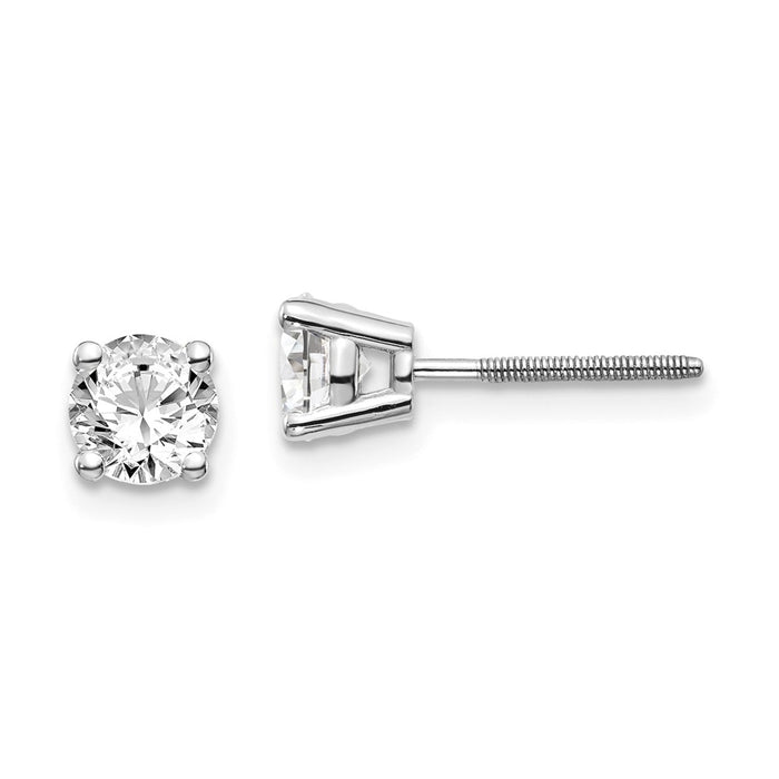 Million Charms 14k White Gold .95ct VS2/SI1 G-I Diamond Stud Thread on/off Post Earrings, 4.8mm x 4.8mm