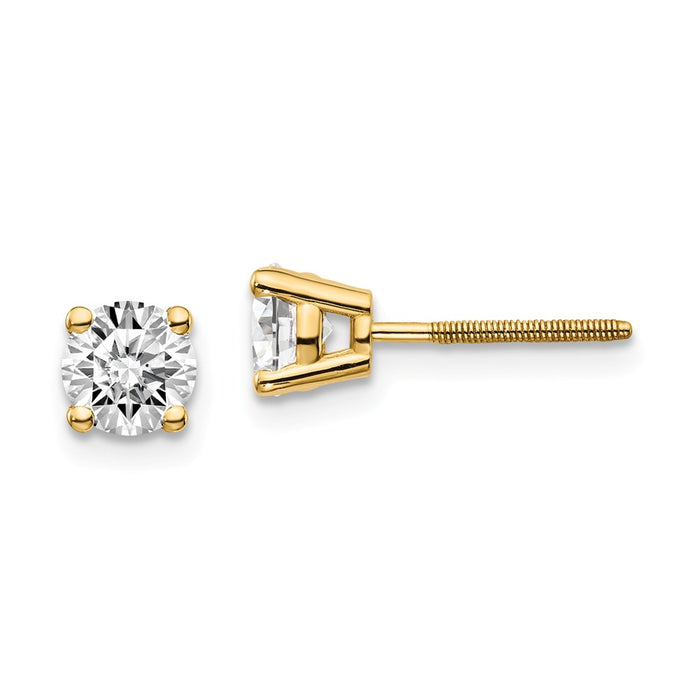 Million Charms 14k Yellow Gold .95ct. VS2/SI1 G-I Diamond Stud Thread on/off Post Earrings, 4.8mm x 4.8mm