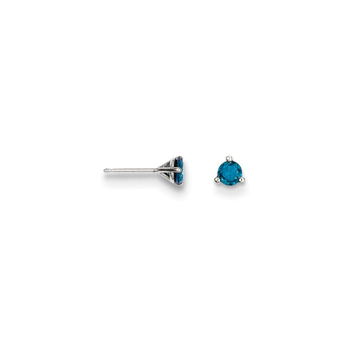 Million Charms 14k .25ct Blue Diamond Stud Earrings, 4mm x 4mm