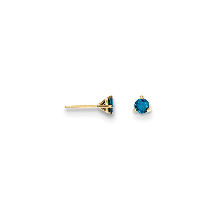 Million Charms 14k Yellow Gold .25ct. Blue Diamond Stud Earrings, 4mm x 4mm