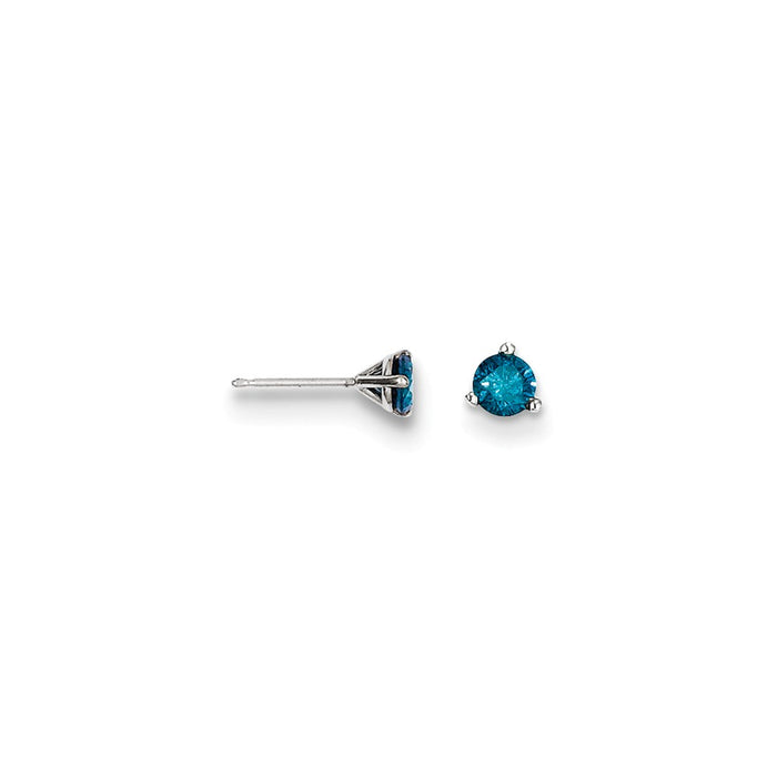 Million Charms 14k .33ct Blue Diamond Stud Earrings, 4mm x 4mm