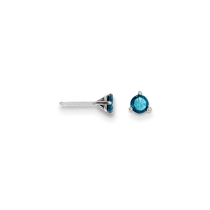 Million Charms 14k .40ct Blue Diamond Stud Earrings, 5mm x 5mm