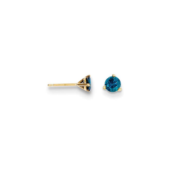 Million Charms 14k Yellow Gold .40ct. Blue Diamond Stud Earrings, 5mm x 5mm