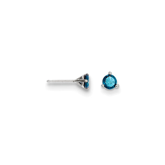 Million Charms 14k .50ct Blue Diamond Stud Earrings, 5mm x 5mm