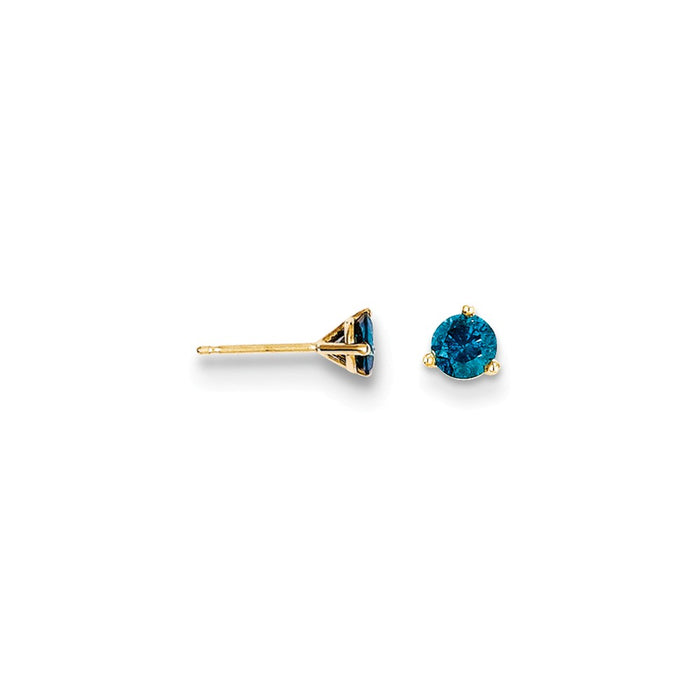 Million Charms 14k Yellow Gold .50ct. Blue Diamond Stud Earrings, 5mm x 5mm