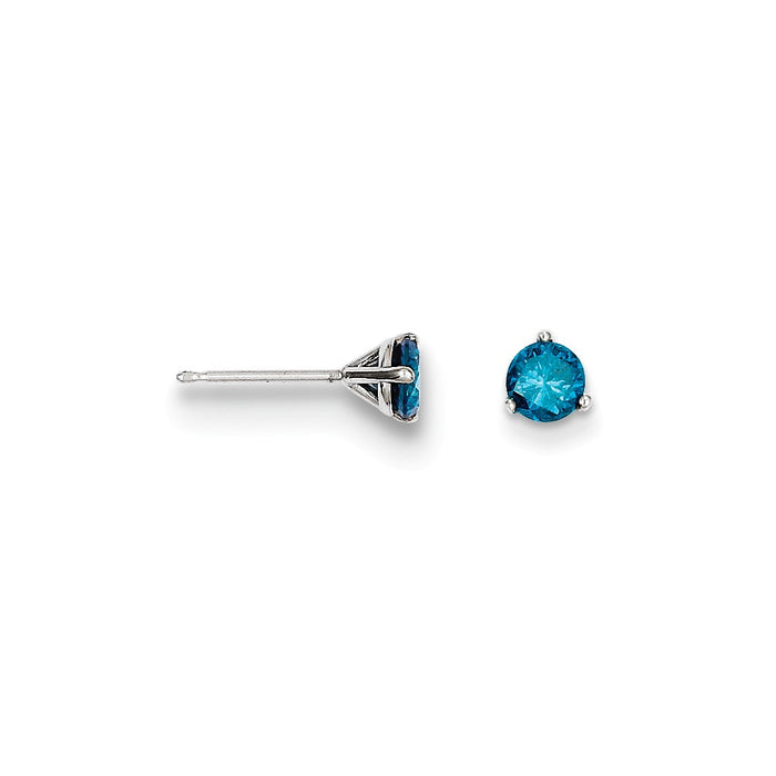 Million Charms 14k .75ct Blue Diamond Stud Earrings, 5mm x 5mm