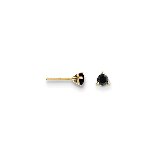 Million Charms 14k Yellow Gold .25ct. Black Diamond Stud Earrings, 4mm x 4mm