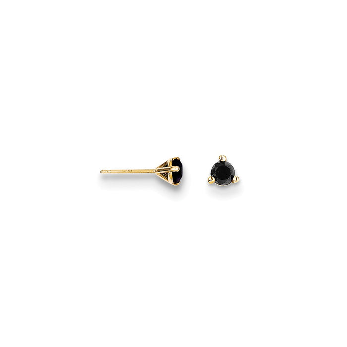 Million Charms 14k Yellow Gold .25ct. Black Diamond Stud Earrings, 4mm x 4mm