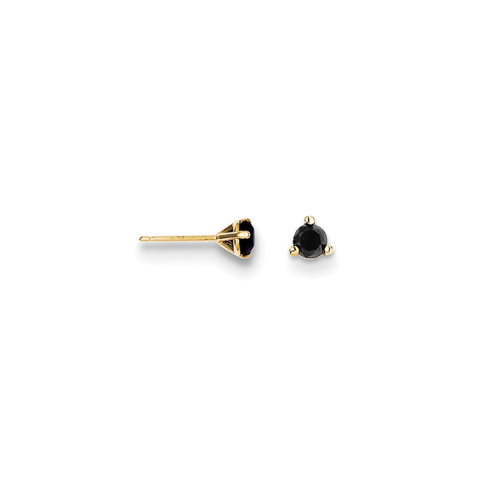 Million Charms 14k Yellow Gold Black Diamond Stud Earrings, 4mm x 4mm