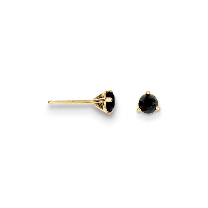 Million Charms 14k Yellow Gold Black Diamond Stud Earrings, 5mm x 5mm