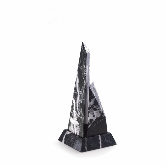 Occasion Gallery Black Zebra Marble Color Black "Zebra" Marble Obelisk Trophy.  6 L x 4 W x 11 H in.