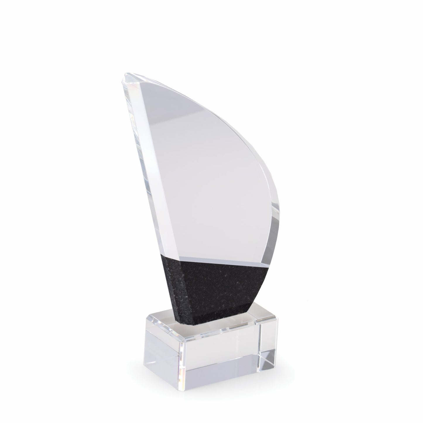 Occasion Gallery Black Marble/Crystal Color Crystal 8 1/2" Regatta Trophy with Black Marble Accent. 3 L x 2 W x 8.5 H in.