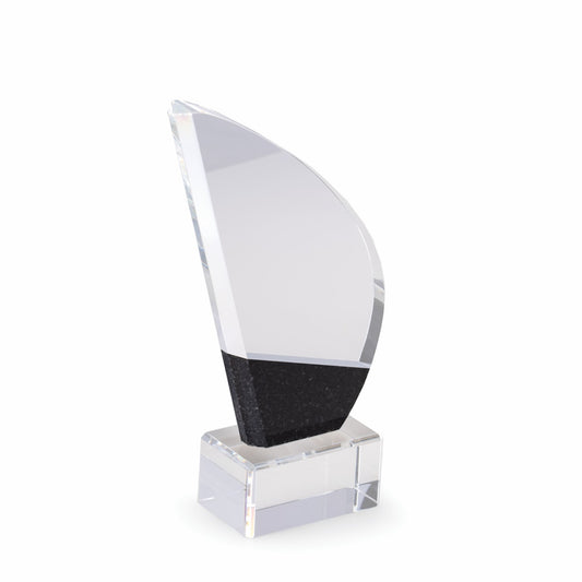 Occasion Gallery Black Marble/Crystal Color Crystal 8 1/2" Regatta Trophy with Black Marble Accent. 3 L x 2 W x 8.5 H in.