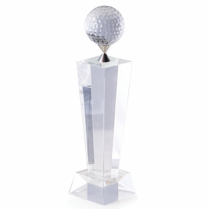 Occasion Gallery Clear Color Crystal 11 1/2" Fairway Trophy with Crystal Golf Ball. 2.5 L x 2.75 W x 12 H in.