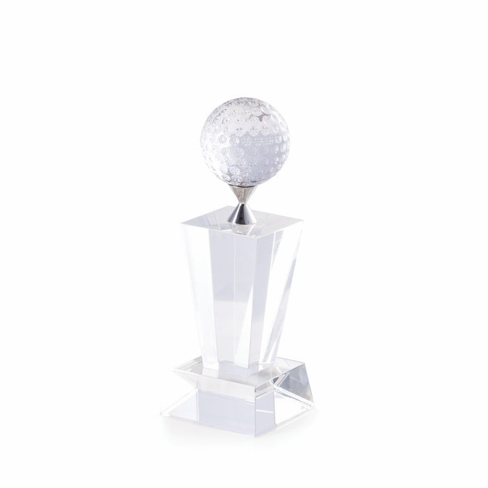 Occasion Gallery Clear Color Crystal 8 1/2" Fairway Trophy with Crystal Golf Ball. 2.5 L x 2.75 W x 9 H in.