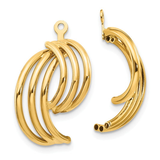Million Charms 14k Yellow Gold Polished Fancy Earring Jackets, 21mm x 14mm