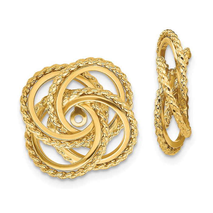 Million Charms 14k Yellow Gold Polished & Twisted Fancy Earring Jackets, 11mm x 11mm