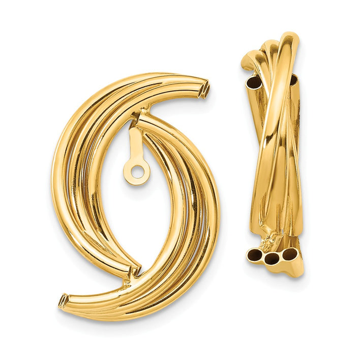 Million Charms 14k Yellow Gold Polished Fancy Earring Jackets, 22mm x 22mm