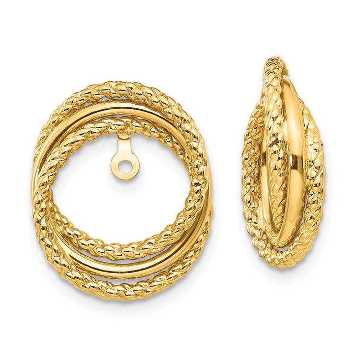 Million Charms 14k Yellow Gold Polished & Twisted Fancy Earring Jackets, 16mm x 12mm