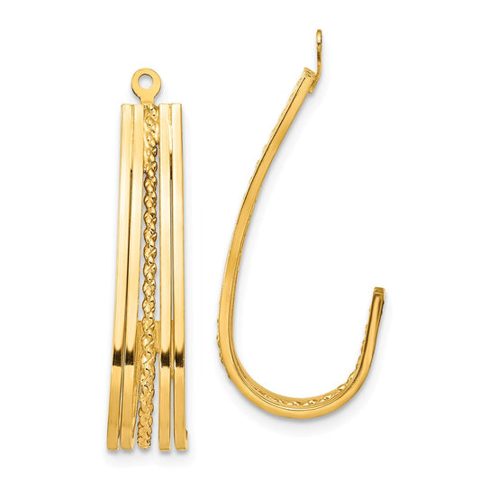 Million Charms 14k Yellow Gold Polished J-Hoop Earring Jackets, 30mm x 6mm