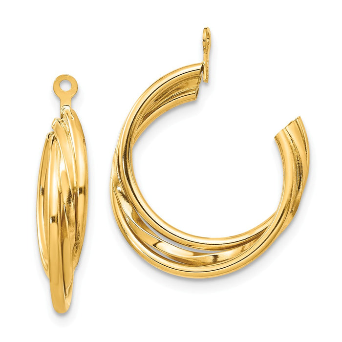 Million Charms 14k Yellow Gold Polished Hoop Earring Jackets, 23mm x 4mm