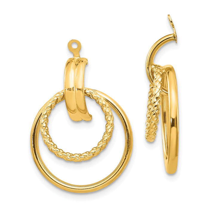 Million Charms 14k Yellow Gold Polished & Twisted Fancy Earring Jackets, 21mm x 22mm