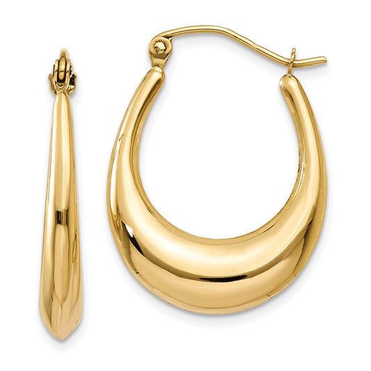Million Charms 14k Yellow Gold Polished Hoop Earrings, 13mm x 4mm